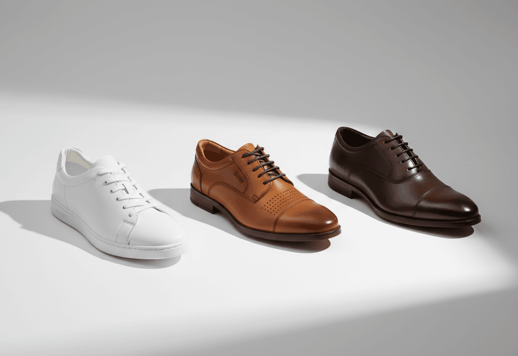 Três sapatos de couro, um para cada ocasião com conforto e estilo.